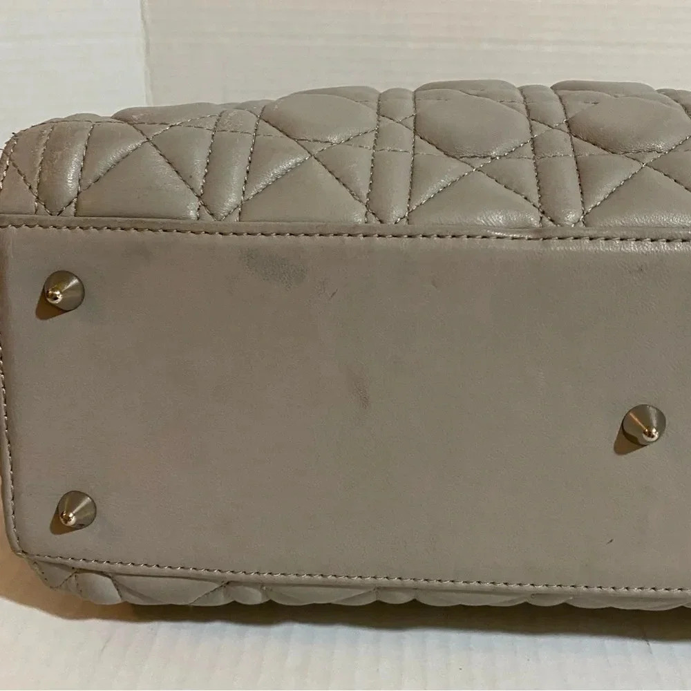 Christian Dior gray quilted leather cannage handbag - Picture 4 of 11